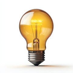 Obraz premium A light bulb clipart, idea element, minimalist design, bright yellow, isolated on white background