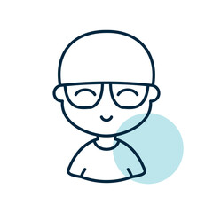 Portrait of a young bald man in stylish glasses