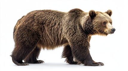 Fototapeta premium A Grizzly Bear Walking on a White Background