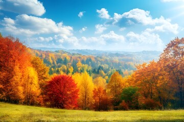 Fototapeta premium landscape with colorful Autumn forest. Fall season.