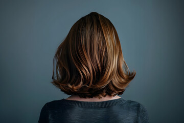 Back view of woman with short hair haircut in salon.