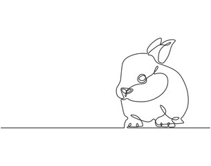 Continuous line drawing of rabbit vector illustration. Single line drawing of rabbit. Mammal animal concept continuous line. Editable outline