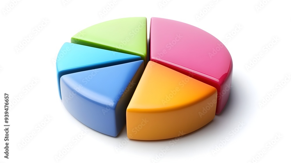 Poster vibrant pie chart graphic with colorful segments isolated on white background ideal for presenting b