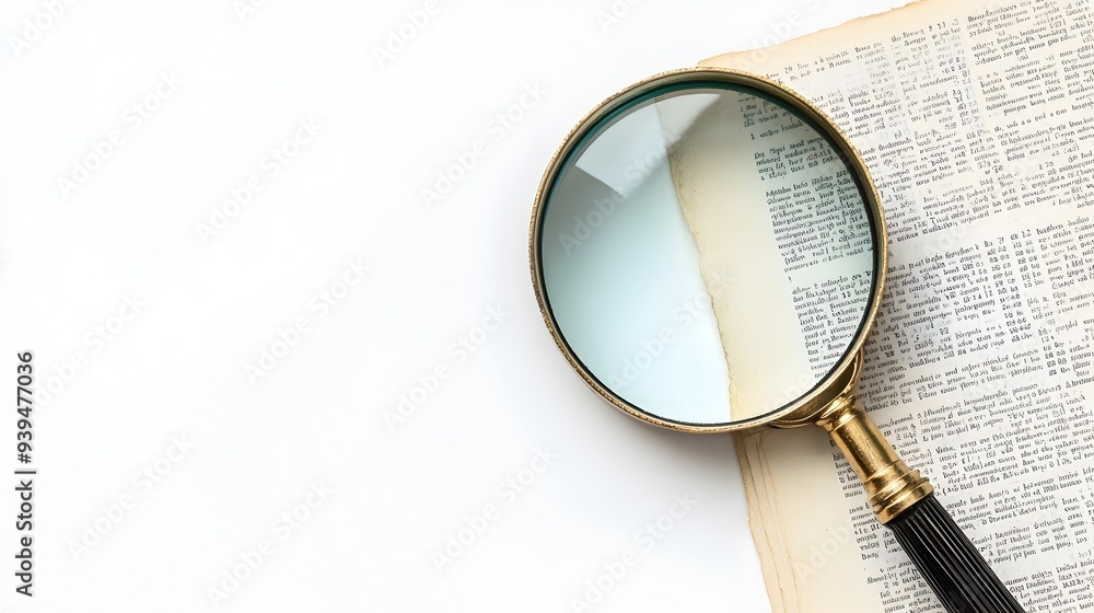 Poster magnifying glass focused on a document symbolizing the process of gaining deeper insight into inform