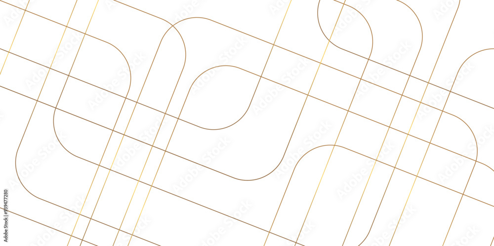 Poster Modern minimal and clean white gold background with realistic line wave geometric circle shape, abstract white and gold colors with lines pattern texture computer geometric digital connection design .