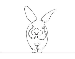 Continuous line drawing of rabbit vector illustration. Single line drawing of rabbit. Mammal animal concept continuous line. Editable outline
