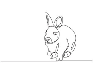 Continuous line drawing of rabbit vector illustration. Single line drawing of rabbit. Mammal animal concept continuous line. Editable outline