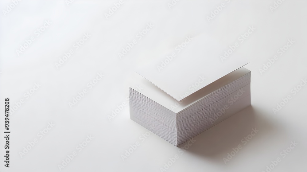 Poster upright business card stack on blank white background with copyspace for branding marketing or text 