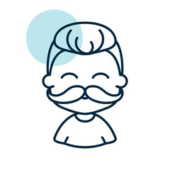 Obraz premium Man boy with mustache avatar vector icon