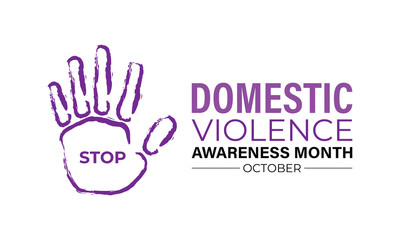 Fototapeta premium Domestic Violence Awareness Month. Banner poster, flyer and background design template. Vector illustration