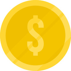 Gold coin with dollar sign.