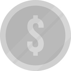 Silver coin with dollar sign.
