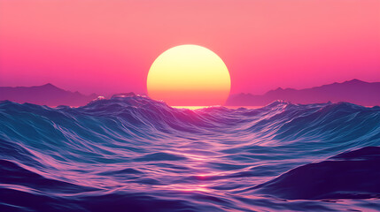 Retro Vintage Sunset waves wavy sunset clipart colorful image