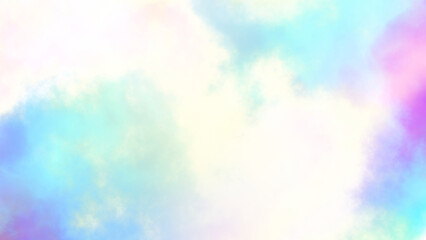 Abstract cloudy gradient background. Unicorn colorful rainbow clouds wide texture.
