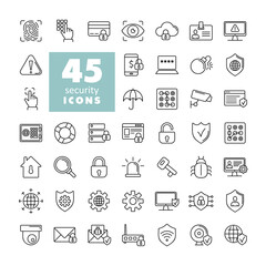 Security vector icon set on white background