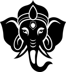 ganesha silhouette,simple ganesha lineart,illustration Ganesha vector