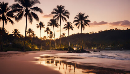 Tropical beach and palm trees