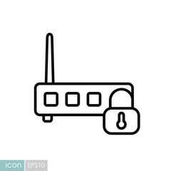 WIFI modem with lock icon. Private wifi network