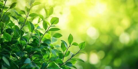 Obraz premium Fresh leaves on summer natural green background. Eco concept, copy space.