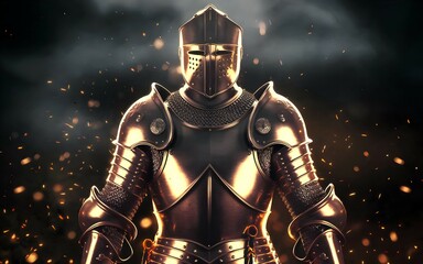Naklejka premium Epic Medieval Knights in Full Armor: Biblical Armor of God Concept Art Inspired by Ephesians 6:13-14