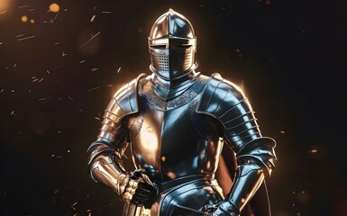 Fototapeta premium Epic Medieval Knights in Full Armor: Biblical Armor of God Concept Art Inspired by Ephesians 6:13-14