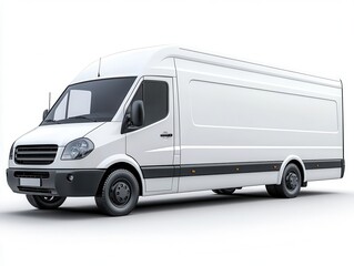 sleek white delivery van isolated on pure white background highlighting clean lines and modern design perfect for commercial and logistic concepts