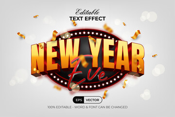 New Year Eve Editable Text Effect Golden 3D Modern Style Theme.