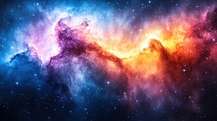 Naklejka premium Cosmic Nebula in Vibrant Hues