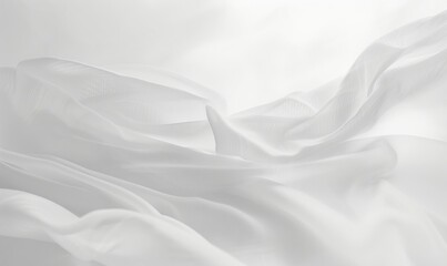 Obraz premium Transparent sheer fabric with delicate folds and flowing lines.