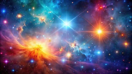 Naklejka premium Abstract space background with vibrant nebula and sparkling stars, Space, background, abstract, nebula, stars, night sky