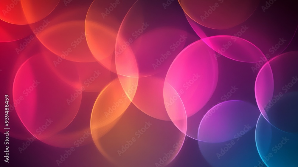 Poster gradient background with overlapping transparent circles, giving a sense of depth and space