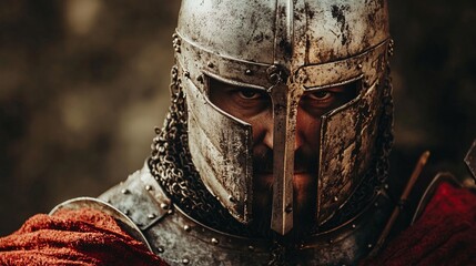 Portrait of a Strong and Heroic Medieval Knight in Armor