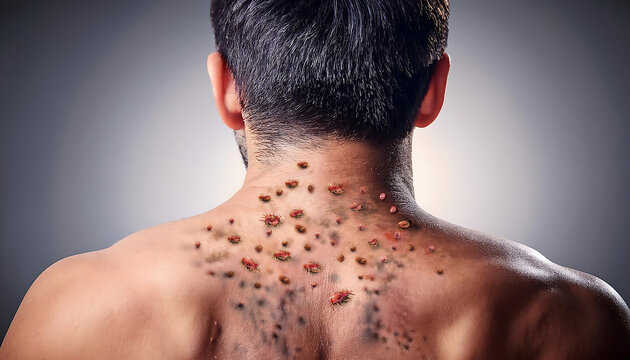 illustration monkey pox disease man back