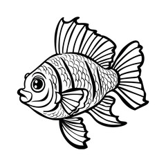 Fish illustration coloring pages for kids - coloring book