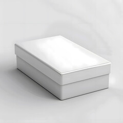 3D Soap Bar with Blank White Packaging Box: Minimalist Mockup on a Plain White Background. Empty White Metal Box for Mockup.