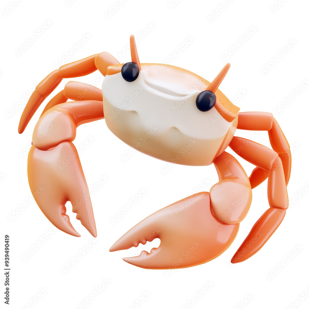 Poster crab 3d render icon isolated on transparent background cutout
