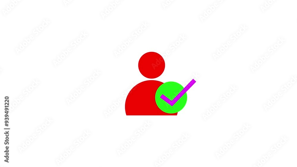 Poster verified user icon animation with white background. check user personal security icon