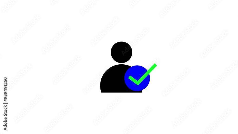 Poster verified user icon animation with white background. check user personal security icon