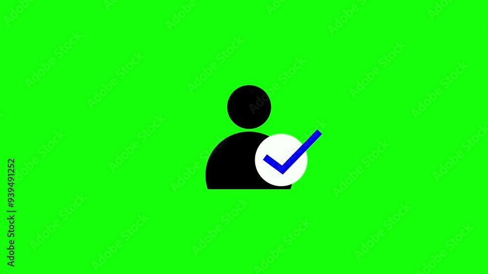Poster verified user icon animation with white background. check user personal security icon