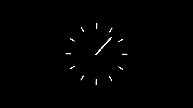digital clock icon animation with black background. wall clock icon, tecnology 