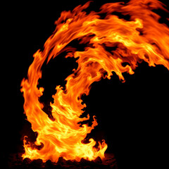 Dynamic Fire Flame on Black Background