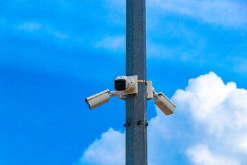Cameras and surveillance systems outside at the post Mexico.