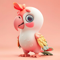 Fototapeta premium Parrot Bird cute adorable pastel color