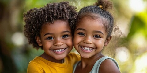 Two afroamerican siblings laughing, Generative AI