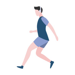 Flat Design Illustration of Man Running Outdoors