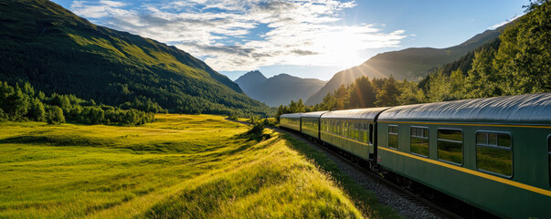 Scenic train journeys through the landscape with low-carbon travel options
