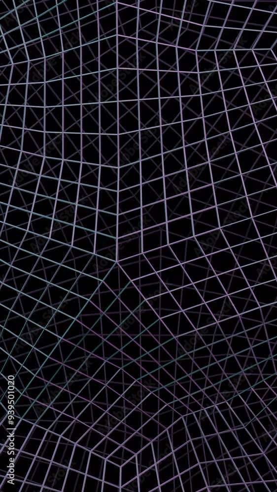 Poster wireframe wave background in motion. design. 3d animation of grid.