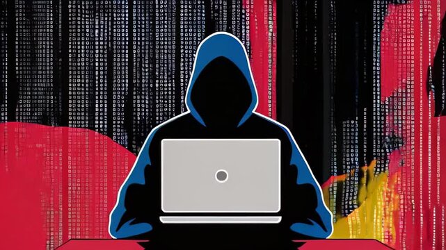 Anonymous Computer Hacker attacking internet Hacking malware concept. Hacker abstract laptop binary code digital interface. Virus, Spyware, Malware Malicious software. Cyber