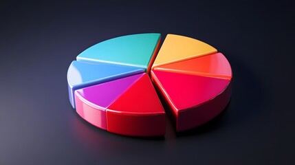 Obraz premium Colorful pie chart, 3D