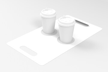 paper coffee cup mock up isolated on white background, 3d illustration, 3d rendering